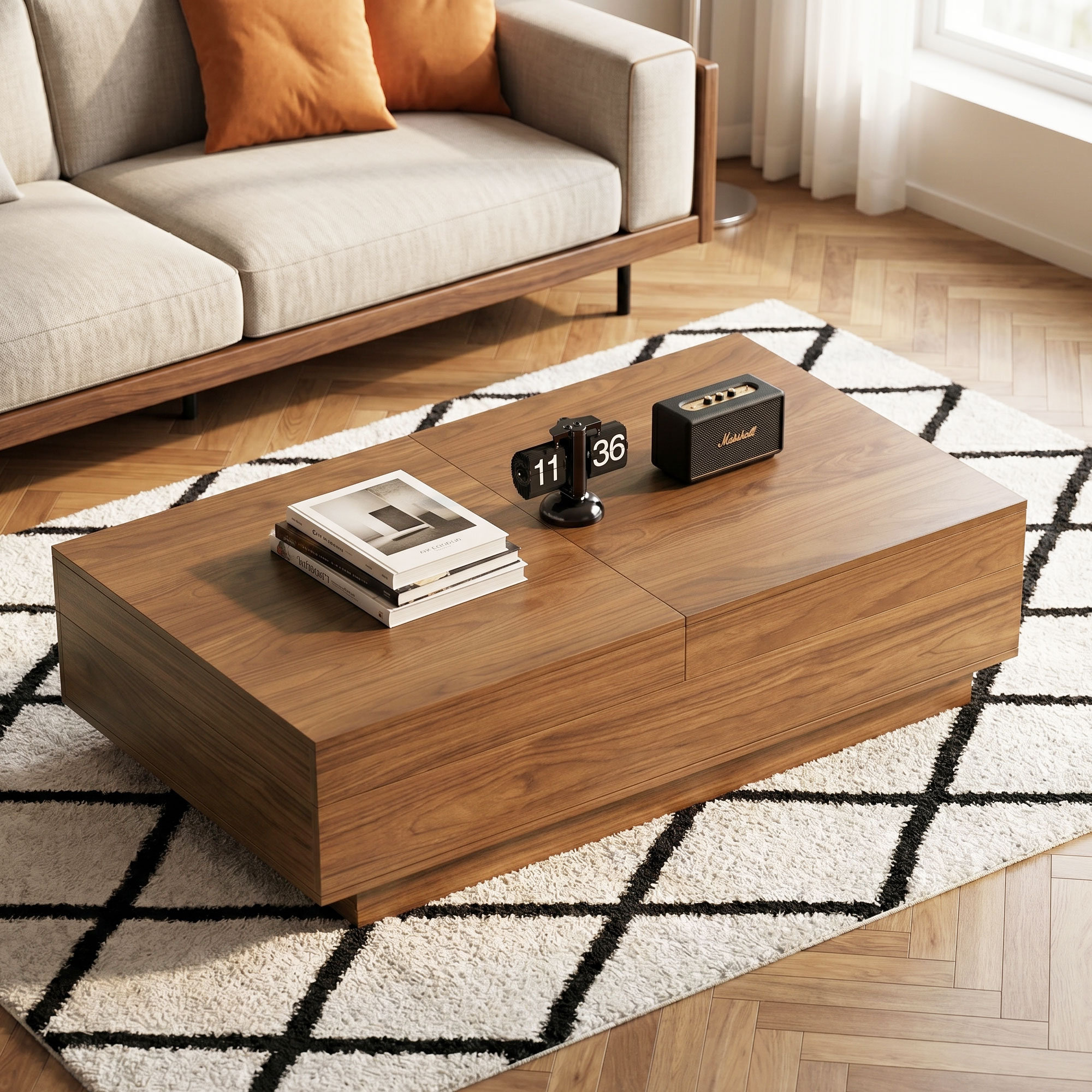 Latitude Run® 47.2 In. Hidden Storage Extendable Coffee Table